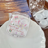 Estuche transparente para lentes de contacto de color mariposa